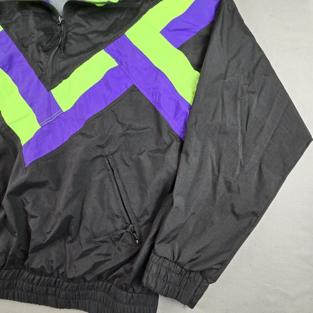 Vintage Windbreaker Men's L Color Block Neon 80s 90s Pacific Grove Sportswear - Picture 3 of 16